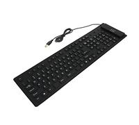 Tastiera Pieghevole in Silicone Impermeabile Tastiera Soft Touch Cablata USB Silenziosa per Desktop Laptop Home Office, 109 Tasti Blu Arancione per Uso Domestico (BLACK)