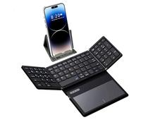Tastiera pieghevole, Tastiera portatile senza fili Bt Tri-Fold con Touchpad Tastiera tascabile da viaggio Dispositivi multipli Computer telefono tablet Tastiera universale esterna