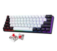 Tastiera portatile 60% meccanica da gioco, tastiera ergonomica cablata con interruttori rossi, tastiera retroilluminata a 18 LED, mini tastiera da ufficio ultracompatta a 61 tasti per PC/Mac/Xbox,