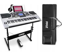 Pyle Pianoforte Digitale Portatile 2 in 1 a 61 Tasti, Tastiera Musicale e Pianola per Bambini e Adulti, con Pedale di Sostenuto, Cuffie, Borsa Impermeabile e Supporto