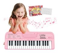 Tastiera Rosa per Pianoforte per Ragazze, 37 Tasti Strumento Portatile per Bambini di età Compresa tra 2 3 4 5 Anni, Giocattoli Musicali Educativi Sonori, Regali di Natale Compleanno
