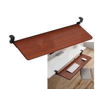 Tastiera scorrevole, sotto la scrivania con bracciolo, facile installazione a morsetto, per casa e ufficio, finitura noce (75 cm x 25 cm) e teak (65 cm x 25 cm), design ergonomico e salvaspazio