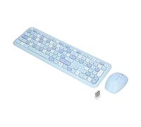 Tastiera senza fili e mouse combo, 2,4 G retrò Typewriter Wire less Keyboard with Number Pad Colorful Round Key for Computer, Laptop, PC, Chromebook, Smart TV (Blue Mixed Color Keyboard and Mousset)