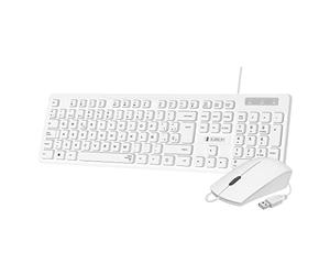 Tastiera sottile e mouse Combo Business Slim SILENZIOSO con cavo USB Bianco