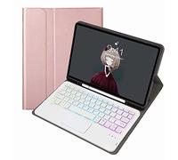 Tastiera Trackpad Per Ipad 10.9 Pollici 10A Generazione Con Supporto Per Matita, Bluetooth Staccabile 7 Colori Tastiera Retroilluminata Caso Per L'ultimo Ipad 10Th 10.9 "2022,Rose gold