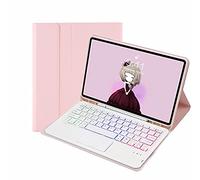 Tastiera Trackpad Per Ipad 10.9 Pollici 10A Generazione Con Supporto Per Matita, Bluetooth Staccabile 7 Colori Tastiera Retroilluminata Caso Per L'ultimo Ipad 10Th 10.9 "2022,Rosa