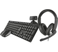 Trust Set 4-in-1 Home Office Qoby, Tastiera Wireless Layout Italiano QWERTY, Mouse Wireless, Webcam HD, Cuffie Over-Ear, Set Completo per Smart Working, PC/MacBook/Laptop/Chromebook/Computer