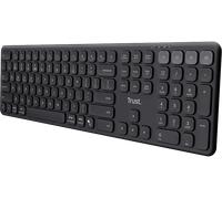 Trust Vaiya Tastiera wireless Bluetooth + 2,4 GHz QWERTY US Layout, tastiera Bluetooth multi-dispositivo con batteria ricaricabile, materiale riciclato 55%, Windows iOS iPadOS macOS Android, nero