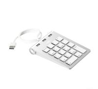 Tastiera USB cablata con 3 porte USB 2.0 e tastierino numerico a 18 tasti, design compatto in ABS per la contabilità dell'immissione dei dati su PC, laptop, desktop
