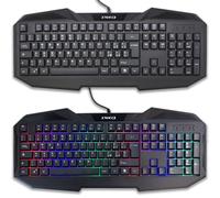 TASTIERA USB RGB DA GAMING A COLORI RETROILLUMINATA CABLATA WIRED KEYBOARD NERA