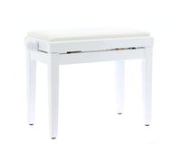 QUIK LOK - PB/100 WH L Panca in Legno Bianco Lucido per Pianoforte con Regolazione Manuale dell'Altezza e Seduta in Sky Bianco