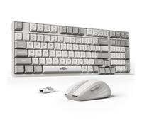 Tastiera wireless 2.4G e mouse Combo con Silent Touch, un tasto per cambiare Windows, Mac OS, silenzioso soft click, tastiera compatta full-size (98 tasti) per PC, desktop, laptop, MacBook, bianco
