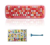 Tastiera Wireless, CANDY-BT Tastiera Multi-dispositivo Bluetooth 5.1 Tastiera Rotondi Retrò con Copritasti Tastiera 100 Tasti Silenzioso Tastiera Wireless per Laptop Cellulare(Colore misto rosa)