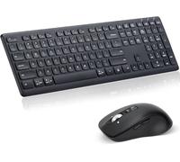 Tastiera wireless combinata con mouse, tasti con interruttore a forbice, ricevitore USB 2 in 1 e due Bluetooth, design silenzioso multi dispositivo per computer, laptop, MacBook e iPad (nero puro)