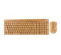 Tastiera wireless, combinazione di mouse e tastiera impermeabile in legno di bambù