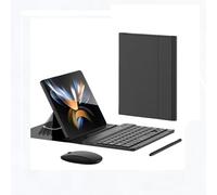 Tastiera wireless+ Custodia Protettiva in Pelle Pieghevole+ Penna Stilo+ Mouse Bluetooth Set per Galaxy Z Fold 4 / Fold 3 Accessori per Smartphone per Ufficio e Intrattenimento (Nero)