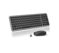 Tastiera wireless e mouse combinata, tastiera per computer full size e mouse ottico silenzioso da 2400 DPI con dongle da 2,4 GHz, design con luce invisibile, tasti a forbice tipo X, per computer