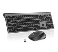 Tastiera wireless e mouse combinata, tastiera sottile full-size con tastierino numerico, pulsante calcolatrice, mouse ergonomico 2400 DPI per mano destra, set combinato USB cordless per computer