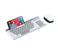 Tastiera wireless e mouse Combo con supporto per telefono e tablet, ricaricabile dual-mode (Bluetooth 5.0 e 3.0 + 2.4G) mouse silenzioso multi-dispositivo per Windows, iPad, tablet, MacOS, iOS,