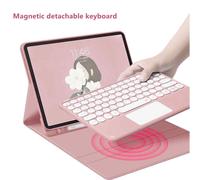 Tastiera wireless magnetica rimovibile per iPad da 10,2 pollici con touchpad integrato e tasti rotondi in stile retrò, compatibile con iPad 9, 8, 7,