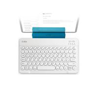SBS Tastiera Wireless Bluetooth Universale, Layout QWERTY, Stand Integrato, Design Sottile, Ricaricabile, per Tablet, iPad, Smart TV, Smartphone, Bianca