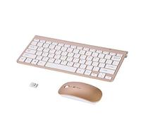 Tastiera Wireless Sottile da 2,4 GHz Bluetooth Tastatur Mit Maus Tastiera Wireless e Kit Mouse e Mouse per Laptop Desktop Argento (Oro)