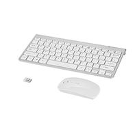 Tastiera Wireless Sottile da 2,4 GHz Bluetooth Tastatur mit Maus Tastiera Wireless e Kit Mouse e Mouse per Laptop Desktop Argento (Argento)