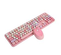 Tastiera Wireless, Tastiera a 104 Tasti, Set Mouse, Tastiera per Computer, Pulsante Multimediale Meccanico per PC per Computer (Tema rosa)