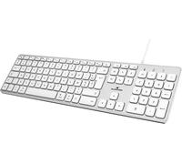 Bluestork Tastiera francese AZERTY cablata per Mac - Tastiera Mac cablata in Alluminio, tasti concavi e silenziosi, 13 Raccorsi multimediali, adattatore USB/USB-C - NOVITÀ 2022 (bianco)