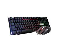 Tastiere Giochi Combo tastiera e mouse Crepa colorata Tastiera da gioco + mouse ergonomica per PC cablata USB retroilluminata a LED