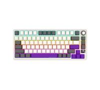 LORGAR KBP7075W Tastiera da gioco meccanica senza fili 75% schermo OLED, interruttori viola tossici, pulsante intelligente, swap a caldo, batteria 312h, beige