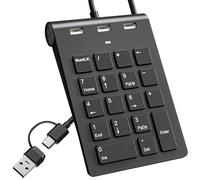 Tastierino numerico cablato USB C, tastierino numerico con 3 porte USB 2.0, mini tastiera portatile sottile a 18 tasti per laptop/desktop/iPad, tastierino numerico USB per Windows/Mac, nero