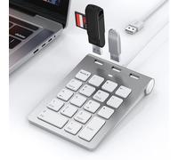 Tastierino Numerico USB - Cablato Tastierino Numerico con 3 USB Hub-480Mbps, Mini Tastiera Sottile con Filo, Cavo da 0,5 m, 18 Tasti Tastiera Numpad Portatile Calcolo per Laptop PC Desktop Surface Pad