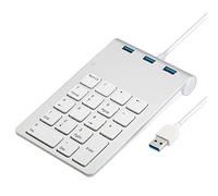 Tastierino numerico USB per computer portatile, 18 tasti cablati con 3 porte USB 2.0, portatile, sottile, contabilità finanziaria, numero, tastiera, estensioni, 10 tasti per computer portatile