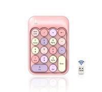 Tastierino Numerico Wireless, 18 Tasti Tastierino Numerico Wireless 2.4G, Design Silenzioso Soft Press Touch, Tastierino Numerico USB Carino Colorato, Tastiera Numpad Esterna per (Rosa)