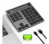 Tastierino Numerico Wireless Bluetooth con Calcolatrice - Tastierino numerico sottile ricaricabile a 34 tasti, inserimento dati + calcolo per MacBook, Pad, Computer Portatile, Cablato e wireless 2in1