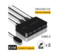 (tasto di scelta rapida USB 3.0) Switch KVM USB 3.0 Switch hotkey 2 ingressi 4 uscite Hub USB compatibile