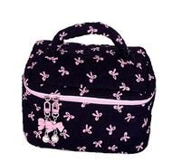 Tasto floreale, borsa per trucco floreale - Contratto trapuntato a prua per il trucco - Contenitori da toeletta da viaggio, custodia per supporto cosmetico a grande capacità, riutilizzabile per artico
