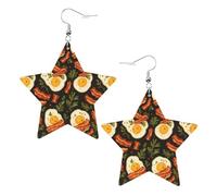 Tasty Fired Egg And Bacon Orecchini Stampato Orecchini In Pelle Moda Pendenti Per Donne Tutti I Giorni Carnevale