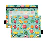Tasty Lovely Fruit Pencil Pouch per raccoglitore a 3 anelli, con cerniera e finestra trasparente per ufficio, confezione da 2, Multicolore, one sizex2, Astuccio per matite