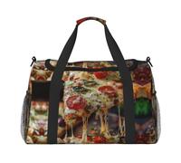 Tasty Pizza Print Borse da notte per donne e uomini Borsa a tracolla Borsa a tracolla per viaggi essenziali da viaggio, nero, Taglia unica