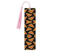 Tasty Pizza Print Segnalibro in legno naturale, rettangolare, con nappe, regalo per uomini e donne