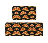 Tasty Pizza - Set di 2 tappetini da cucina antiscivolo, ergonomici, per cucina, bar, scrivania