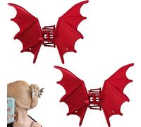 Tasutterr Halloween Bat Hair Clip, Goth Large Metal Bat Hair Claw Clips for Women and Girls, Gothic Barrettes Party Costumes Favors (Red*2)