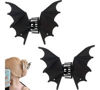 Tasutterr Halloween Bat Hair Clip, Goth Large Metal Bat Hair Claw Clips for Women and Girls, Gothic Barrettes Party Costumes Favors (Black*2)