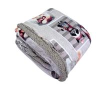 Tata Home Coperta Divano Matrimoniale Coperta Morbida Plaid Divano in Morbido e Caldo Pile Invernale Peloso in Fantasia Misura 200x230 cm Dis. Amici del Bosco Colore Grigio