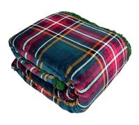 Tata Home Coperta Plaid Morbida Coperta Pile Super Calda Invernale Plaid Divano Flanella Retro Agnellato Sherpa 3 Misure 5 Disegni (Scozzese Verde, Plaid 127x152 cm)