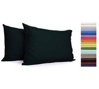 Tata Home Coppia Federe per Guanciali con 3 Bottoni 100% Cotone Misura cm 50x80 Colore Nero Made in Italy 57 Fili al cm2