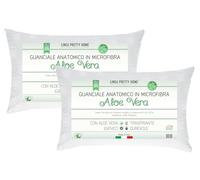 Tata Home Coppia Guanciali Aloe Vera Cuscini Lavabili in Lavatrice Imbottitura Microfibra Cuscino Letto Anallergico Traspirante Misura 50x80 cm Altezza 16 cm Made in Italy Mod. Aloe Star