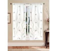 Tata Home Coppia Tende a Vetro Bianche Semitrasparenti Cucina Tendine Bagno Ricamate Misura 60x150 cm Colore Naturale/Beige Mod. RAQUEL B1
